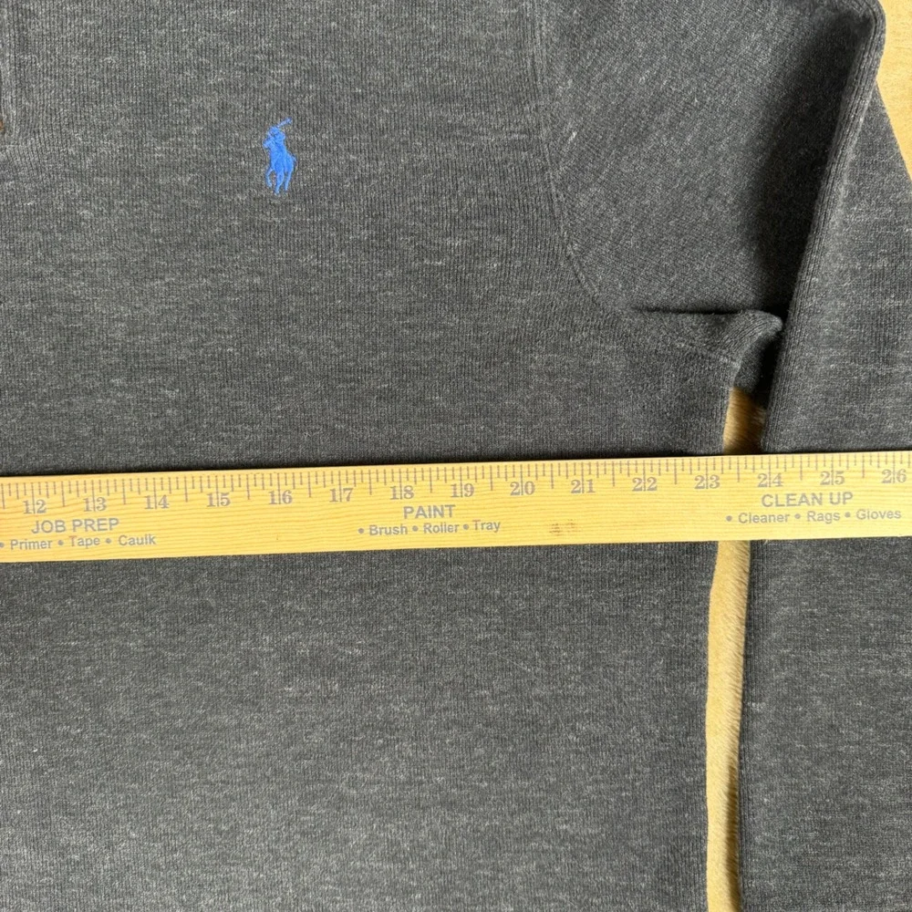 Polo Ralph Lauren Mens Large Gray Cotton Quarter Zip Pullover Sweater Pony Logo
